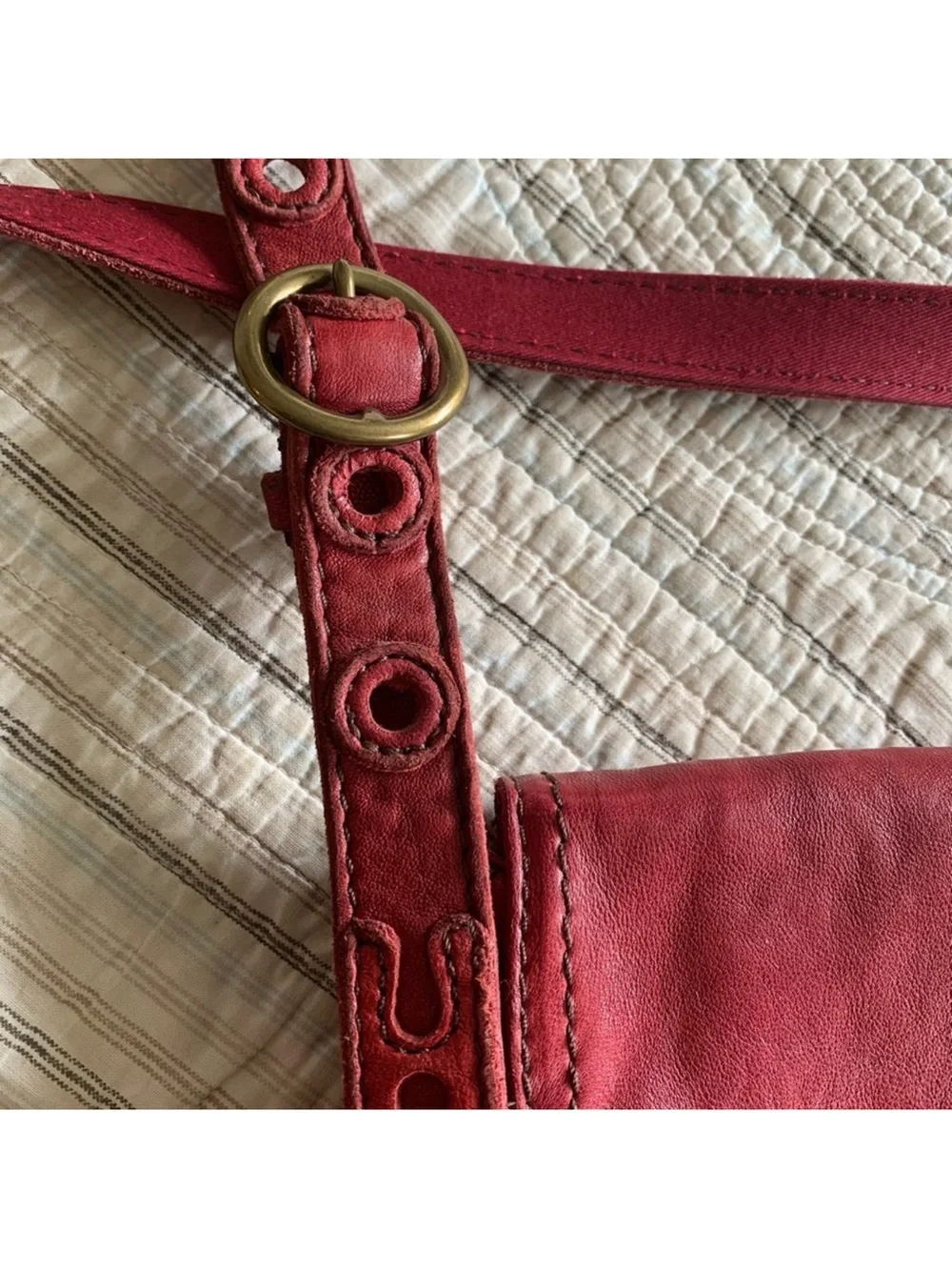 Lucky Brand red leather crossbody